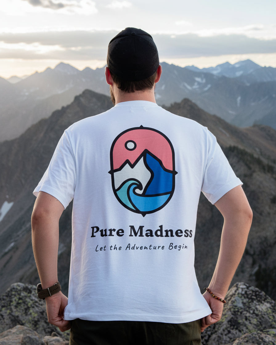Let the Adventure Begin White Tee - Pure Madness Apparel